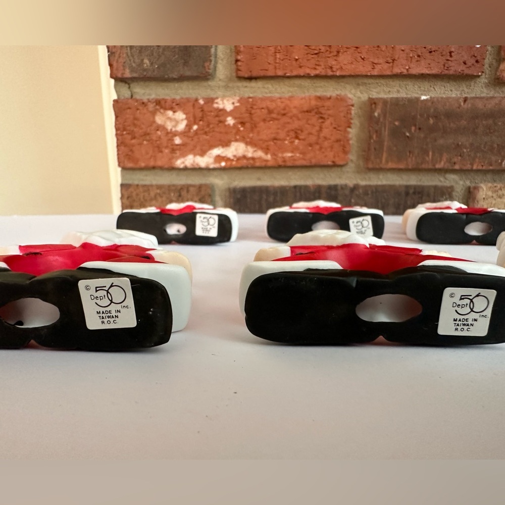 Collection of Dept 56 Ceramic Christmas Santa Napkin Ring Holder Lot Of 10 3.5” - Picture 5 of 5